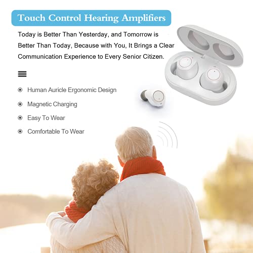 Hearing Aids for Seniors, Rechargeable Hearing Amplifier for Adults, Digital Sound Amplifier with Noise Cancelling, Charging case, Comfortable Wear, ,2-Pack