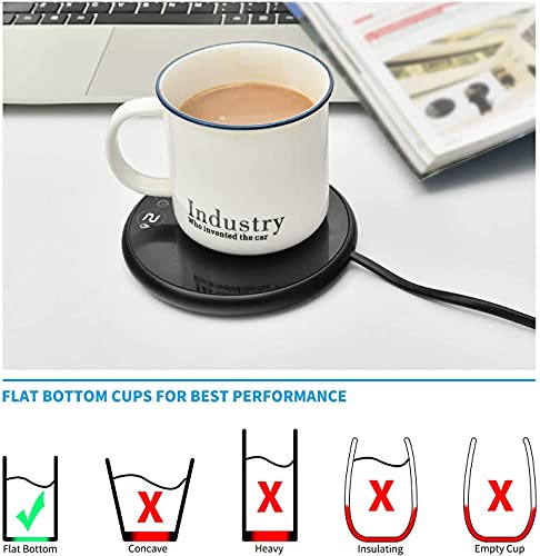 Coffee Warmer Auto On/Off Gravity-Induction Mug Warmer for Home Office Desk Use, Smart Timing Settings, Cup Sensing Touch Control Tech for Safety Heating
