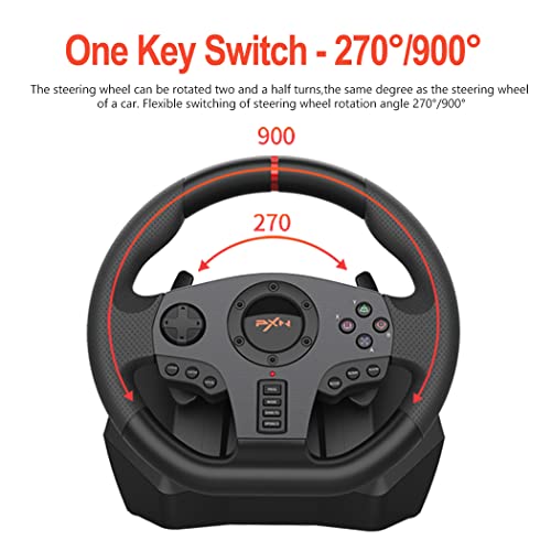 PXN V900 Gaming Steering Wheel - 270/900° PC Racing Wheels with Linear Pedals & Left and Right Dual Vibration for Xbox Series X|S,PS3,PS4,Xbox One,PC,Nintendo Switch,Android TV