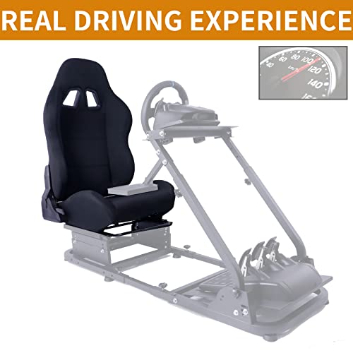 Dardoo Racing Simulator Cockpit Gaming Seat with Adjustable Double Slide Adapt Gaming Simulator Cockpit Racing Wheel Stand Chair Video Game Chairs Black