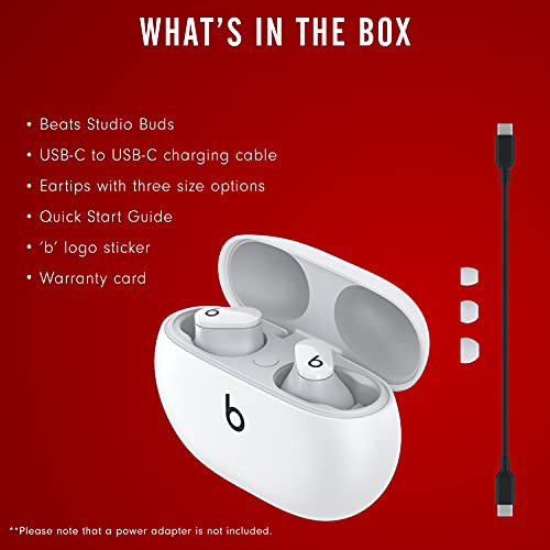 Beats Studio Buds – True Wireless Noise Cancelling Earbuds – Compatible with Apple & Android, Built-in Microphone, IPX4 Rating, Sweat Resistant Earphones, Class 1 Bluetooth Headphones - White - AOP3 EVERY THING TECH 