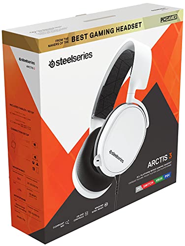 SteelSeries Arctis 3 - All-Platform Gaming Headset for PC - PlayStation 5 and PS4, Xbox One, Nintendo Switch, VR, Android and iOS - White