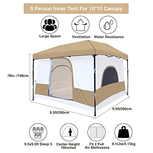 REDCAMP Camping Cube Tent Converts 10' x 10' Pop Up Canopy, Square Tent with Full Floor (Canopy/SHELTER NOT Included)