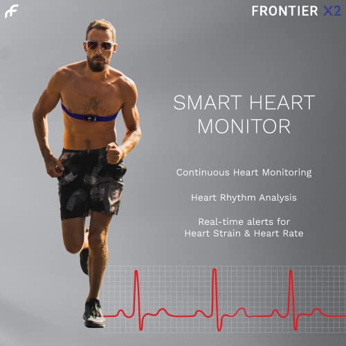 Frontier X2 Smart Heart Monitor with Chest Strap, Wireless Heart Health Monitoring Device with Heart Strain, Breathing Rate, Heart Rhythm and Fitness Tracking with Continuous Heart Rate Monitoring