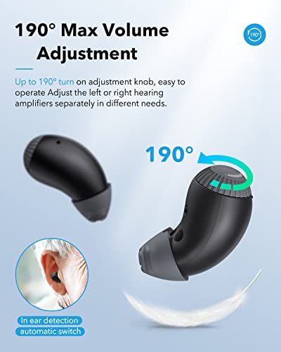 Hearing Aids for Seniors, ABLEGRID Rechargeable Digital Hearing Amplifiers With Noise Cancelling Invisible in-Ear Sound Amplifier Assist Hearing for Adults with Volume Control and Auto Power On & Off