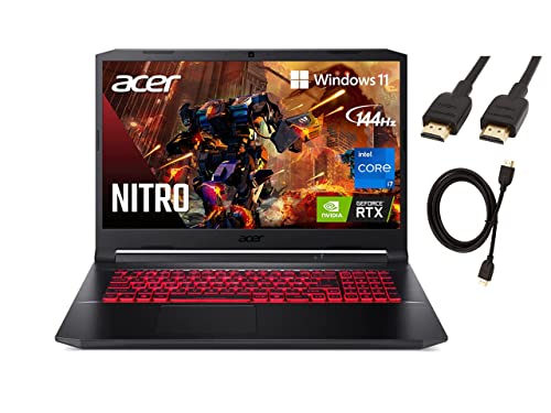 Acer Nitro 5 17.3" FHD IPS 144Hz Display Gaming Laptop | Intel Core i7-11800H | NVIDIA GeForce RTX 3050Ti | 16GB RAM | 1TB SSD | RGB Backlit Keyboard | Windows 11 | with HDMI Cable Bundle