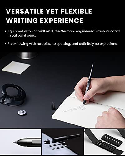 Novium Hoverpen 2.0 - Futuristic Luxury Pen Made With Aerospace Alloys, Unique Aesthetic, Free Spinning Executive Pen, Cool Gadgets, Birthday Gifts for Men & Women (Space Black, Basic)