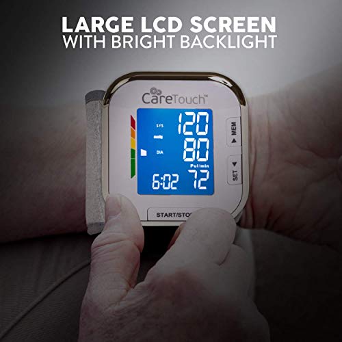 Care Touch Digital Wrist Blood Pressure Monitor - Blood Pressure Wrist Cuff Size 5.5" - 8.5" - Automatic High Blood Pressure Machine with Batteries and Carrying Case Included