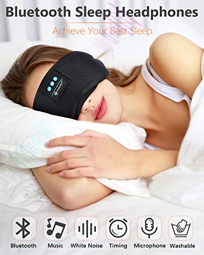 Sleep Headphone, Bluetooth Wireless White Noise Sleeping Eye Mask,3D Breathable Sleep Mask with Timer for Sleeping Travel Relaxation, Meditation, Cool Gadgets for Women Man