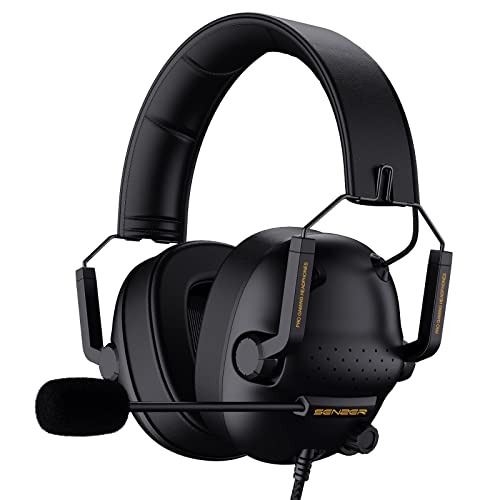 SENZER SG500 Surround Sound Pro Gaming Headset with Noise Cancelling Microphone - Detachable Memory Foam Ear Pads - Portable Foldable Headphones for PC, PS4, PS5, Xbox One, Switch