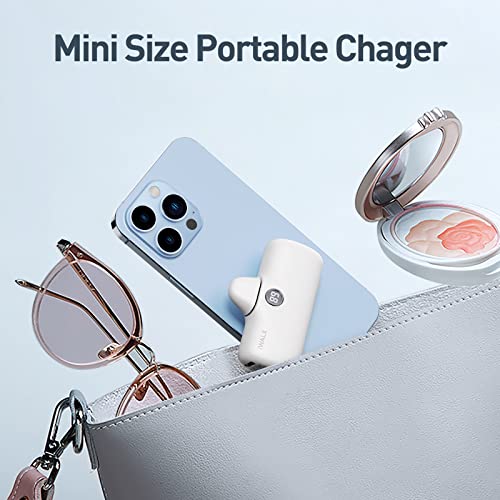 iWALK Portable Charger 4800mAh Power Bank Fast Charging and PD Input Small Docking Battery with LED Display Compatible with iPhone 13/13 Pro/13 Pro Max/12/12 Pro/12 Pro Max/11 Pro/XR/X/8/Plus, White