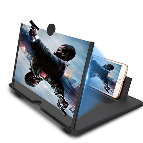 14 inch Screen Magnifier for Cell Phone 3D Magnifier Screen Enlarger for Movies,Videos,Reading,Gaming-Screen Amplifie with Foldable Phone Stand Holder.Compatible with All Smartphones -Black