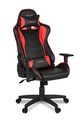 Arozzi - Forte PU Leather Ergonomic Computer Gaming/Office Chair with Recliner, Swivel, Tilt, Rocker, Adjustable Height and Adjustable Lumbar and Neck Support Pillows - Black - Red Accents