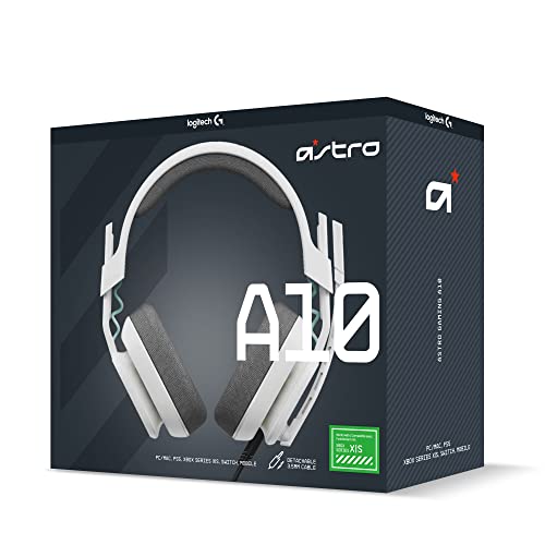 Astro A10 Gaming Headset Gen 2 Wired Headset - Over-Ear Gaming Headphones with flip-to-Mute Microphone, 32 mm Drivers, for Xbox Series X|S, Xbox One, Nintendo Switch, PC, Mac & Mobile Devices - White