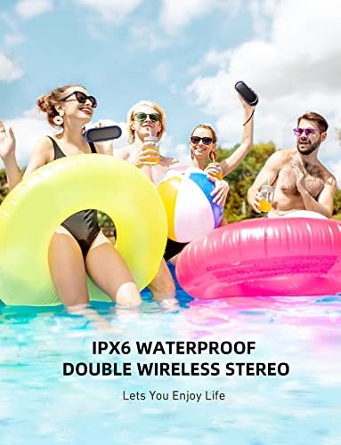 LENRUE Bluetooth Speakers, Waterproof Portable Speakers with TWS, 24 Playtime, Stereo Sound, Wireless for Home Shower Pool Beach Outdoor