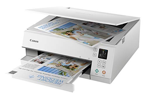 Canon TS6320 All-In-One Wireless Color Printer with Copier, Scanner and Mobile Printing, White, Works with Alexa