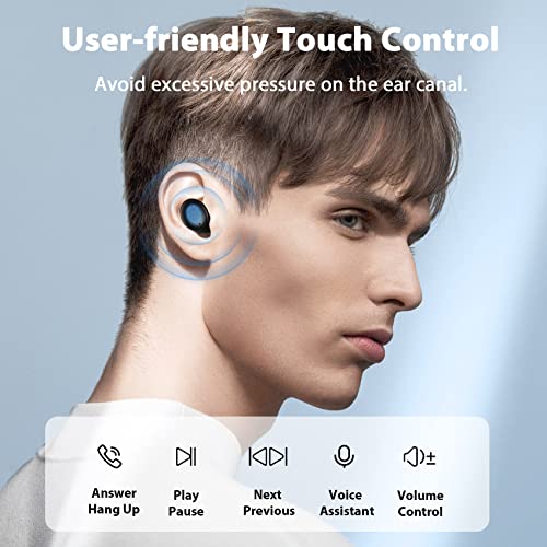 CAPOXO Wireless Earbuds Bluetooth Headphones 40Hrs Playtime with Wireless Charging Case&Dual LED Power Display, IPX7 Waterproof Earphones, in Ear Stereo Headset Built-in Mic for iPhone/Android