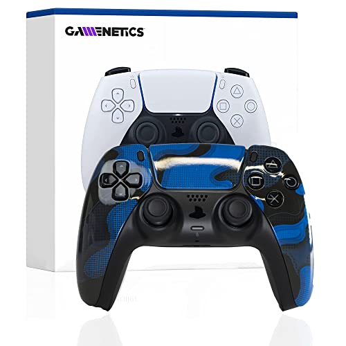 Gamenetics Custom Official Wireless Bluetooth Controller for PS5 Console - PC - Un-Modded - Video Gamepad Remote (Blue Camo)