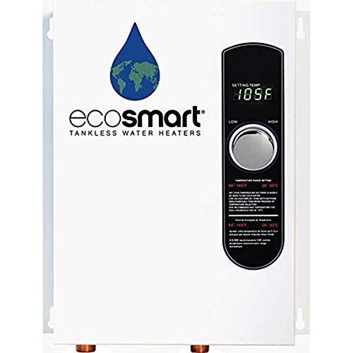 ecosmart ECO 18 Electric Tankless Water Heater, 18 KW at 240 Volts with Patented Self Modulating Technology,White 17 x 14 x 3.5