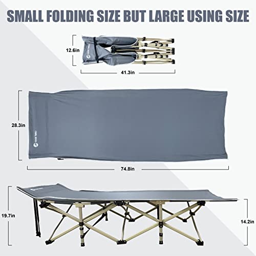 Tahoe Trails Camping Folding Bed, Heavy Duty Sturdy Camping Cot Supports 350lbs Sleeping Bed Folding Steel Frame Portable for Outdoor Travel Office Indoor Fishing