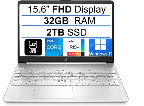 2022 Newest HP 15.6" FHD 1080P IPS Display Laptop Computer, 11th Gen Intel Quad-Core i5-1135G7(Up to 4.2GHz), 2TB PCIe SSD, 32GB RAM, Webcam, Wi-Fi, Bluetooth, HDMI, Windows 11, Silver