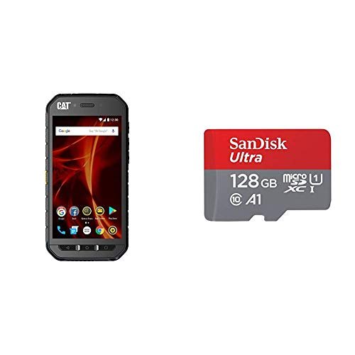 CAT Phones S41 Unlocked Rugged Waterproof Smartphone & SanDisk 128GB Ultra microSDXC UHS-I Memory Card with Adapter