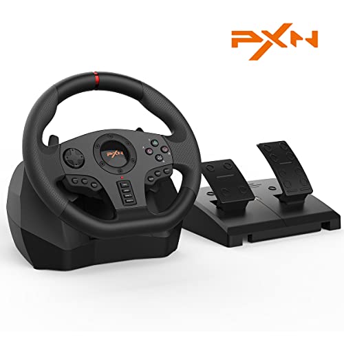 PXN V900 Gaming Steering Wheel - 270/900° PC Racing Wheels with Linear Pedals & Left and Right Dual Vibration for Xbox Series X|S,PS3,PS4,Xbox One,PC,Nintendo Switch,Android TV