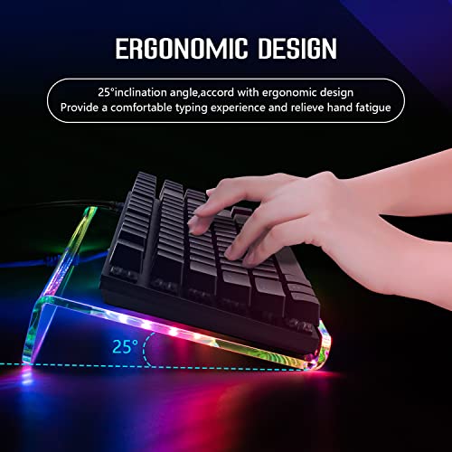 Premium Acrylic Computer Keyboard Stand, 366 Kinds RGB LED Backlit Keyboard Tray,Gaming Keyboard USB Interface Titled Keyboard Stand,Clear Acrylic Tilted Keyboard Riser for Office Desk, Home, School.