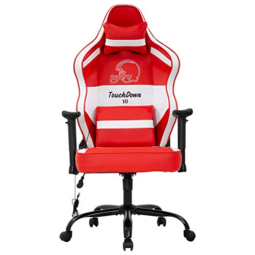 Gaming Chair Big and Tall Office Chair 500lb Wide Seat Desk Chair with Lumbar Support Headrest 2D Arms Task Swivel Ergonomic PU Adjustable Massage Racing Computer Chair for Adults Gamer (Red)