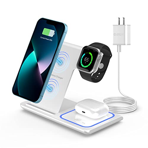 Foldable Wireless Charger, Veernoo Portable 3 in1 Wireless Charger Station for AirPods Pro/2 Apple Iwatch7/ 6/SE/5/4/3/2/1,iPhone 11/12/13 Series/XS MAX/XR/XS/X/8/8 Plus…