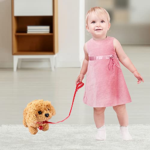 WorWoder Plush Teddy Toy Puppy Electronic Interactive Pet Dog - Walking, Barking, Tail Wagging, Stretching Companion Animal for Kids Children (Teddy Dog)