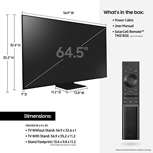 SAMSUNG 65-Inch Class Neo QLED 4K UHD QN90A Series Mini LED Quantum HDR 32x, Object Tracking Sound+, Ultra Viewing Angle, Smart TV with Alexa Built-In (QN65QN90AAFXZA, 2021 Model), Titan Black