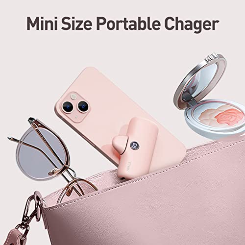 iWALK Portable Charger 4800mAh Power Bank Fast Charging and PD Input Small Docking Battery with LED Display Compatible with iPhone 14/14 Pro Max/13/13 Pro Max/12/12 Pro/11/XR/XS/X/8/7/6,Pink