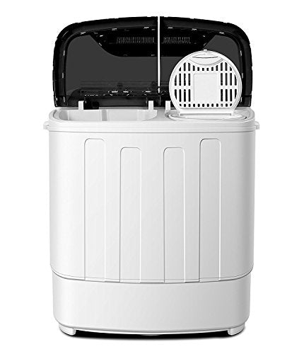 Portable Washing Machine with Draining Pump - Twin Tub Washer Machine with 7.9lbs Wash and 4.4lbs Spin Cycle Compartments by Think Gizmos