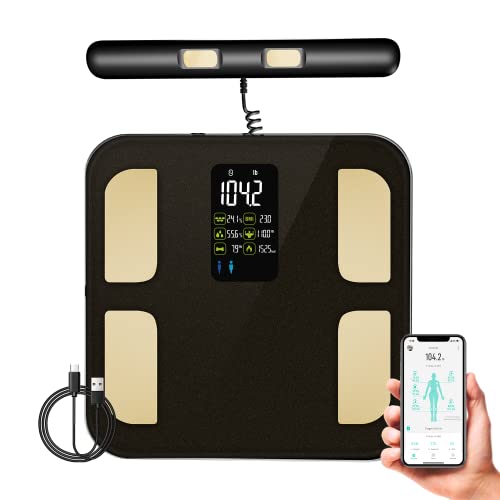 RUNSTAR Scale for Body Weight, High Accurate Digital Body Fat Scale with 8 Electrodes Composition Analyzer with Heart Rate Heart Index Body Balance Extra Large Display 400Lb