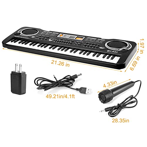 61 Keys Piano Keyboard Digital Music Electronic Keyboard Electric Piano Musical Instrument Kids Learning Keyboard with Microphone For Beginners Kids Girls Boys