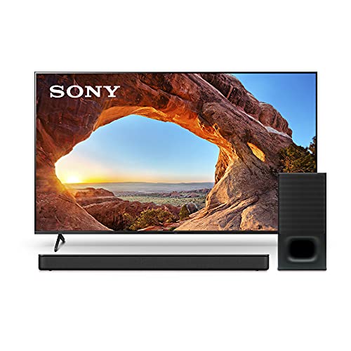 Sony X85J 55 Inch TV: 4K Ultra HD LED Smart Google TV with Dolby Vision HDR and Alexa Compatibility KD55X85J- 2021 Model with Sony HT-S350 Soundbar with Wireless Subwoofer: S350 2.1ch