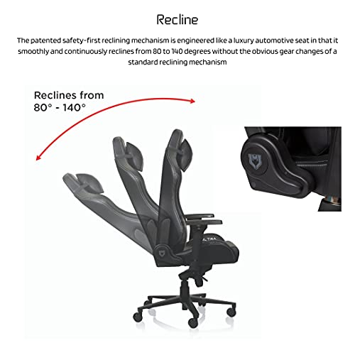 Luxe Ultra Gaming Chair and Desk Chair- Black Body with Black seat Side Panels and White Stitching