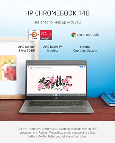 HP Chromebook 14b Laptop, AMD Athlon Silver 3050C Mobile Processor, 4 GB RAM, 64 GB eMMC Storage, 14-inch Full HD IPS Touchscreen, Google Chrome OS, Audio by B&O, Privacy Camera (14b-na0010nr, 2021)