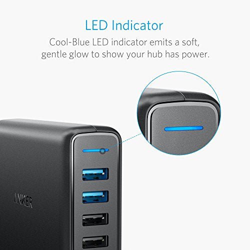 Anker Quick Charge 3.0 63W 5-Port USB Wall Charger, PowerPort Speed 5 for Galaxy S10/S9/S8/S7/S6/Edge/+, Note 8/7 and PowerIQ for iPhone XS/Max/XR/X/8/7/6s/Plus, iPad, LG, Nexus, HTC and More