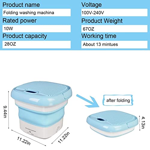 Portable Washing Machine,Ultrasonic Mini Washing Machine,Folding Washing Machine for Wash Baby Clothes, Apartment Dorm,Travelling，Gift for Friend or Family（Blue）