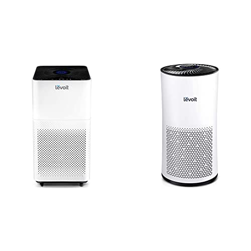 LEVOIT Air Purifier for Home Large Room, White & Air Purifier for Home Large Room, H13 True HEPA Filter for Bedroom, Auto Mode, Cleaners for Allergies and Pets, Smoke Mold Pollen Dust, LV-H133, White