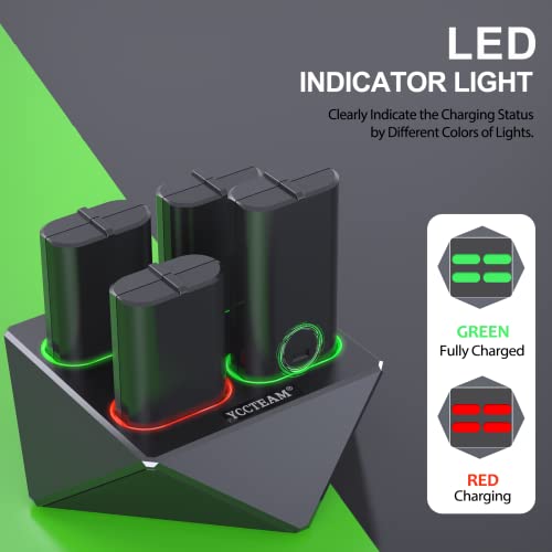Rechargeable Battery Packs for Xbox One/Xbox Series X|S,YCCTEAM 4x1200mAh Battery Packs Charger Station for Xbox Series X|S, Xbox One S/One X/One Elite Controllers-Accessories Kit for Xbox One