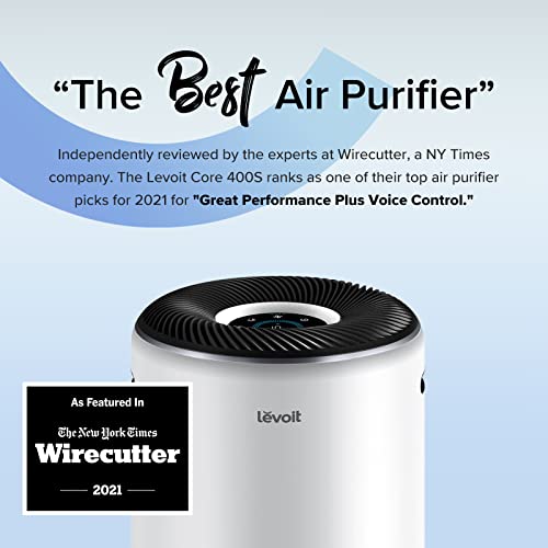 LEVOIT Air Purifier, White & Air Purifiers for Home Large Room, Smart WiFi and PM2.5 Monitor H13 True HEPA Filter Removes Up to 99.97% of Particles, 1005 sq.ft, White