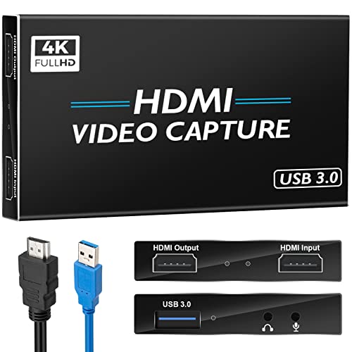 Naivaunsin Video Capture Card Streaming, Capture Card Nintendo Switch, HDMI Capture Card Nintendo Switch, HDMI to USB 3.0 Game Capture Card Switch 4K 1080P 60FPS Recording Work PS4/PS5/OBS