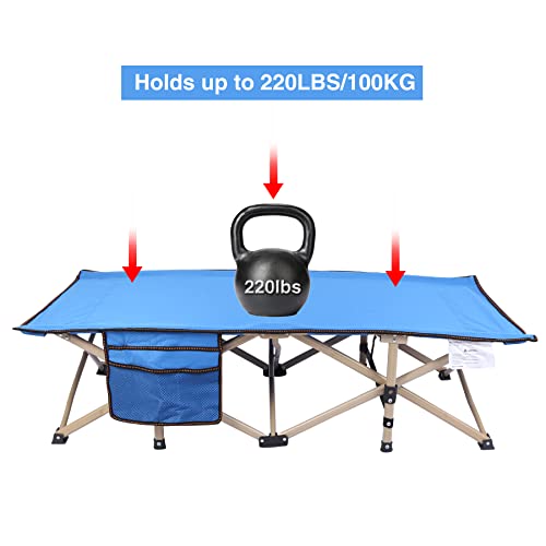 RedSwing Kids Cots for Sleeping Foldable, Sturdy Portable Toddler Cot Bed for Kids Camping Travel, Easy to Carry, 53''x26'' Blue