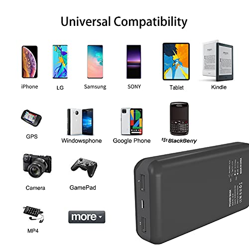 Ayeway Battery Pack 5V 26800mAh Portable Charger Power Bank with Dual outlets & LCD Display,External Battery Phone Charger Compatible with iPhone,Samsung Galaxy and More.(USB C for Input ONLY)