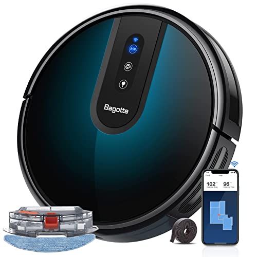 Robot Vacuum Cleaner, Bagotte 4-in-1 Robot Vacuum and Mop, Gyro Navigation, Carpet Automatic Boost,Virtual Boundary, Self-Charging, Alexa/App/WiFi Robot Vacuum for Pet Hair Hard Floor Carpets