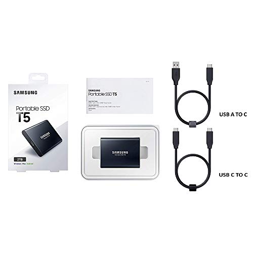 SAMSUNG T5 Portable SSD 2TB - Up to 540MB/s - USB 3.1 External Solid State Drive, Black (MU-PA2T0B/AM)