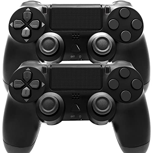 Ceozon PS4 Controller Wireless Dual Vibration Gamepad Built-in 1000mAh Battery for Playstation 4 System PS4 Pro Slim PS3 PC with Charging Cables Black and Black 2 Pack